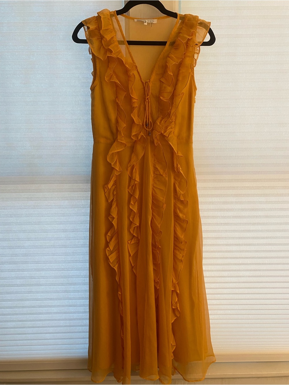 Endless Rose Mustard Ruffled V-Neck Midi Dress